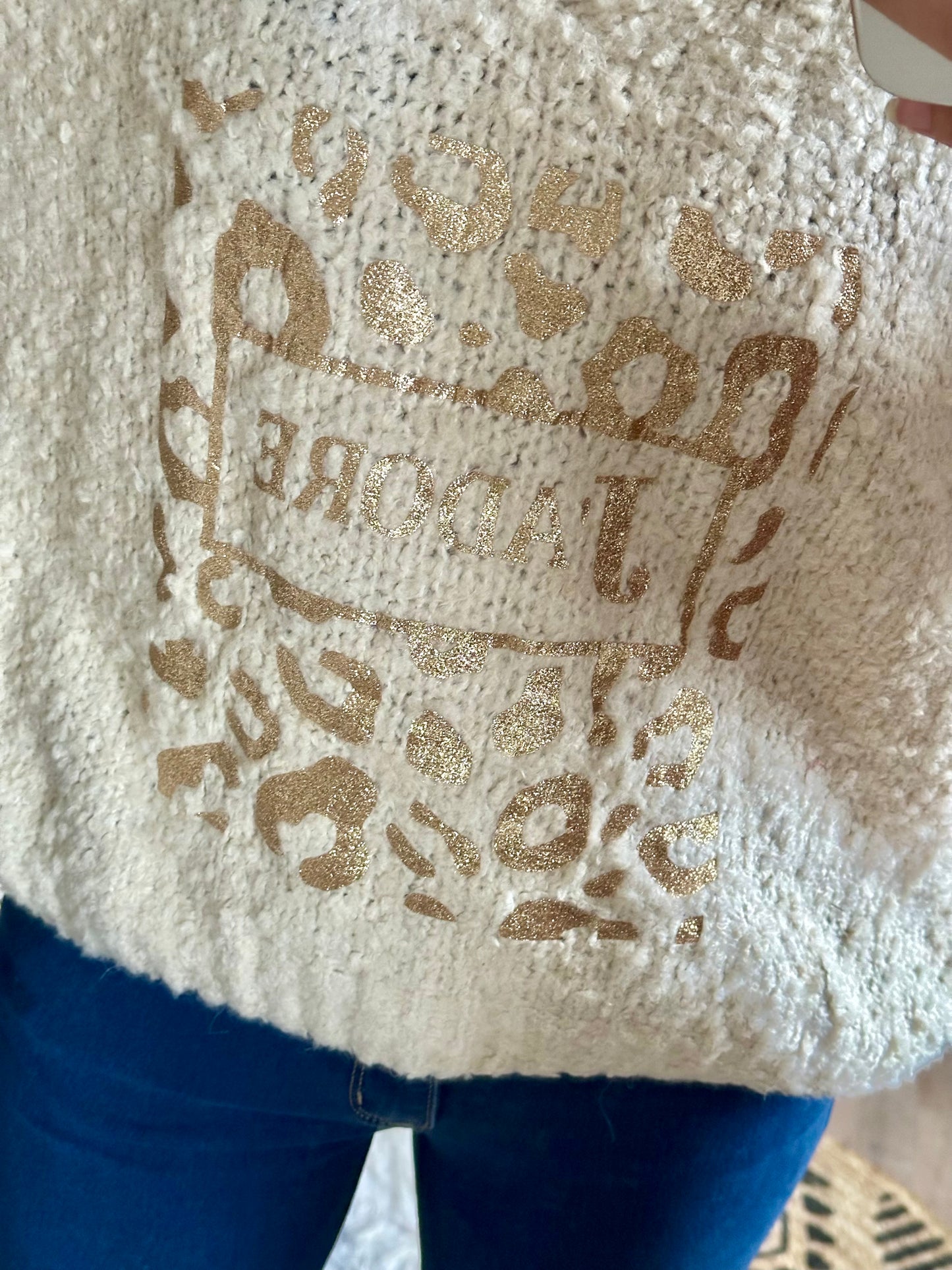 Pull j’adore doré