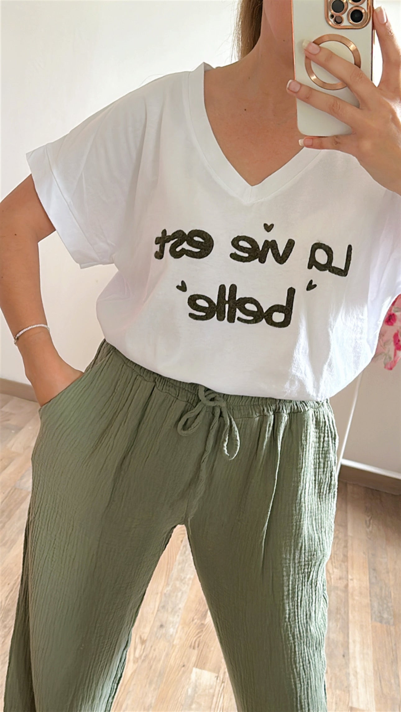 T-shirt Belle kaki
