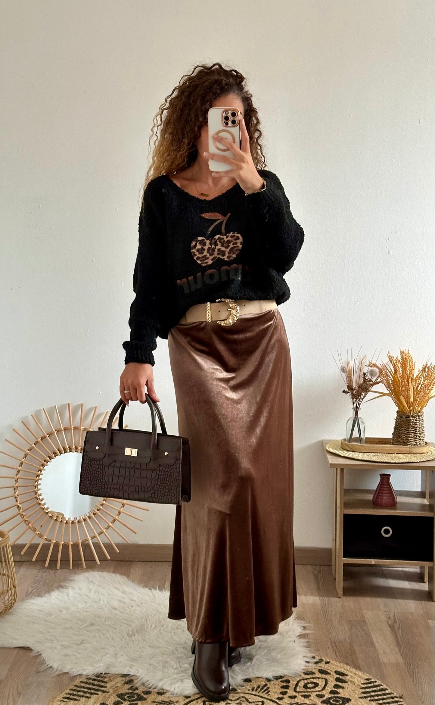 Jupe Anita velours marron