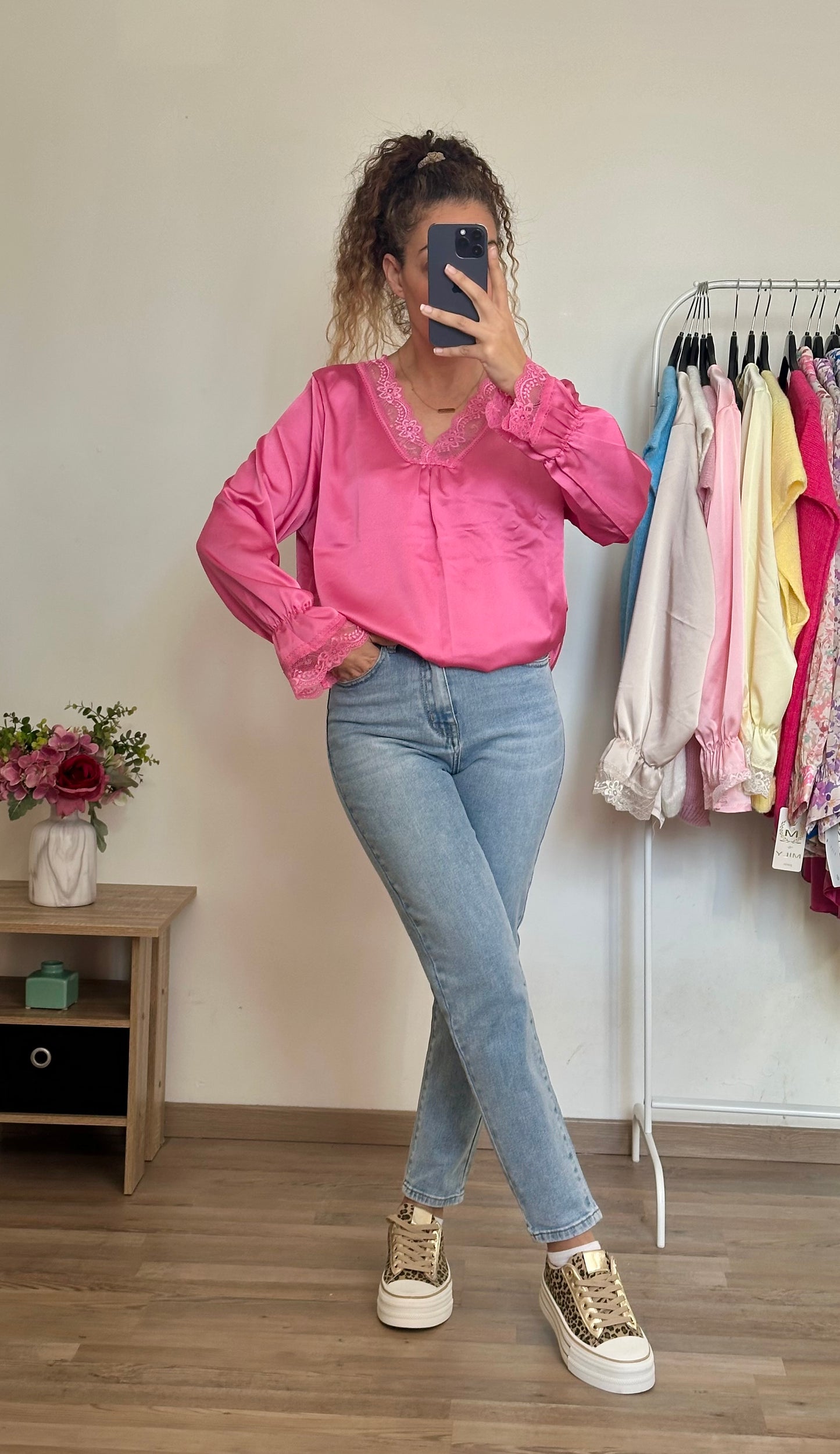 Blouse dentelle Fanny Fuschia