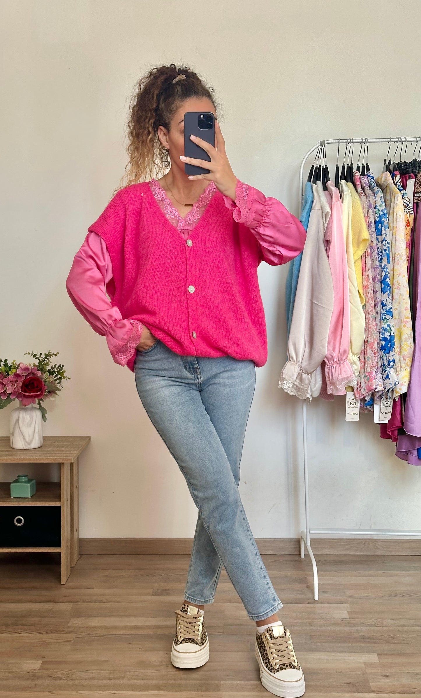 Blouse dentelle Fanny Fuschia