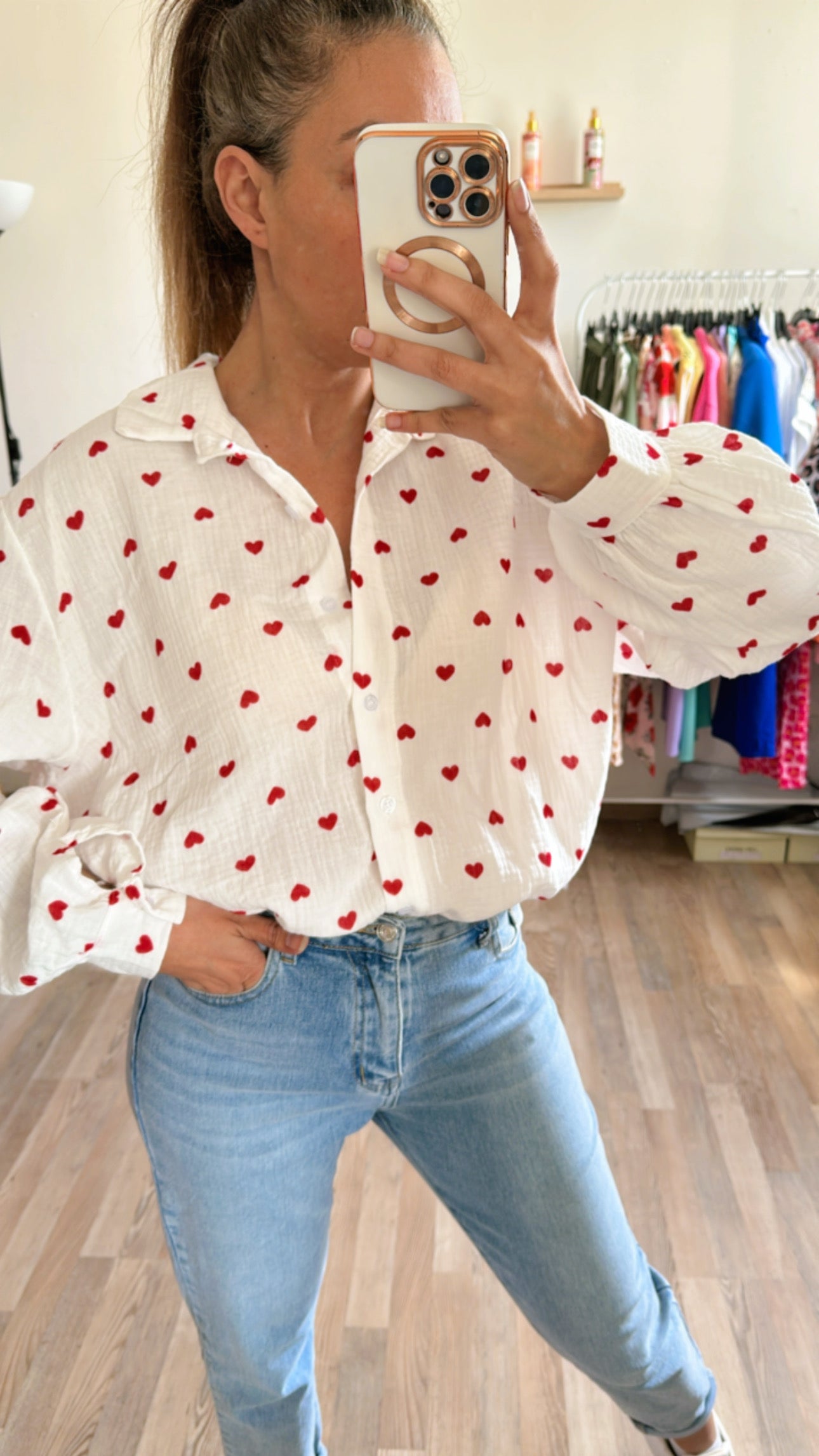 Chemise Clara cœur rouge