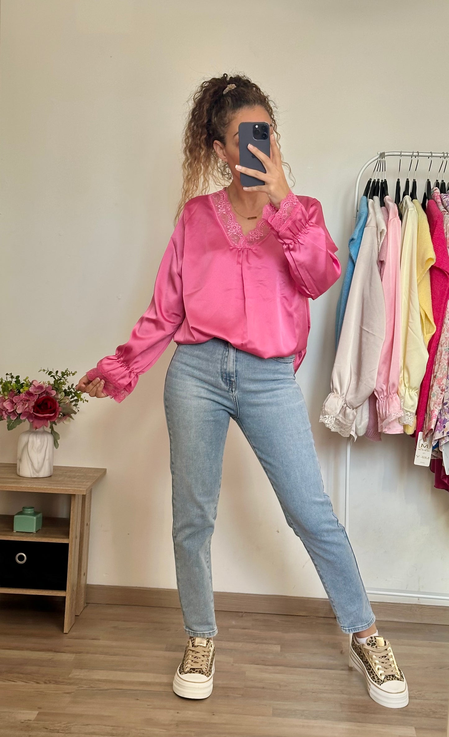 Blouse dentelle Fanny Fuschia