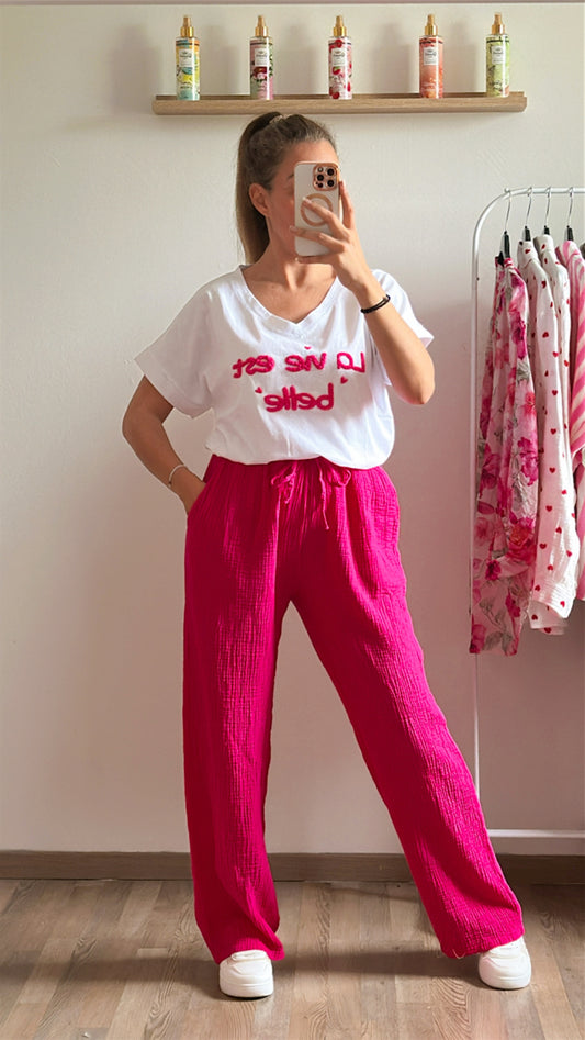 Pantalon Camille fuschia