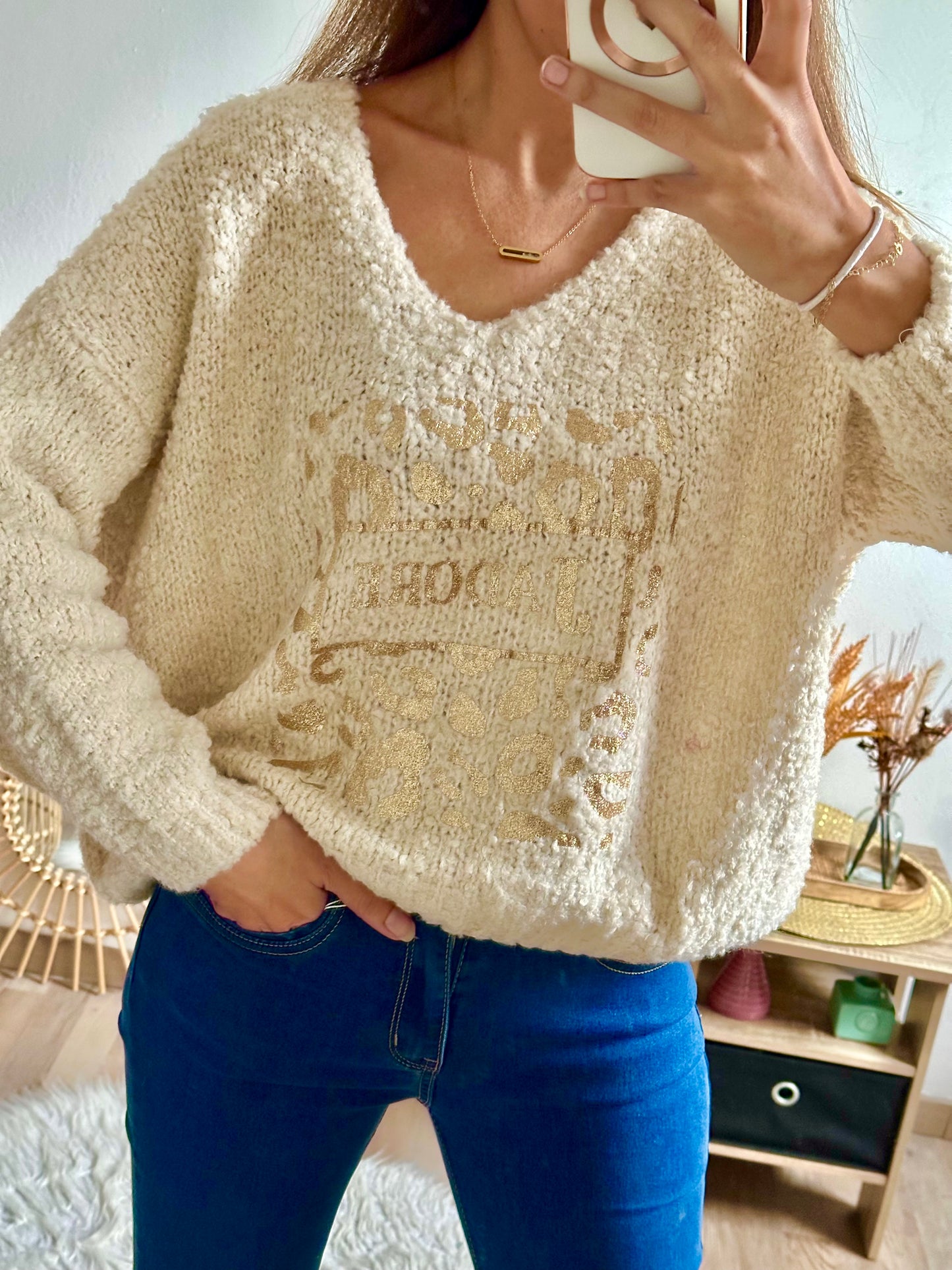 Pull j’adore doré