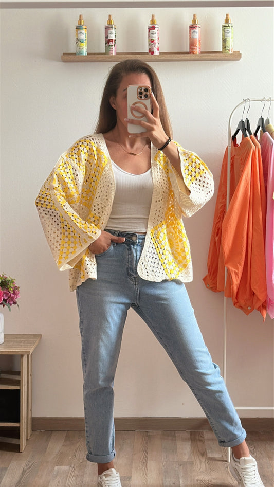 Gilet crochet Aude jaune