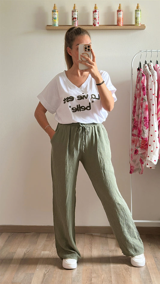 T-shirt Belle kaki