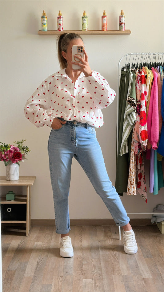Chemise Clara cœur rouge