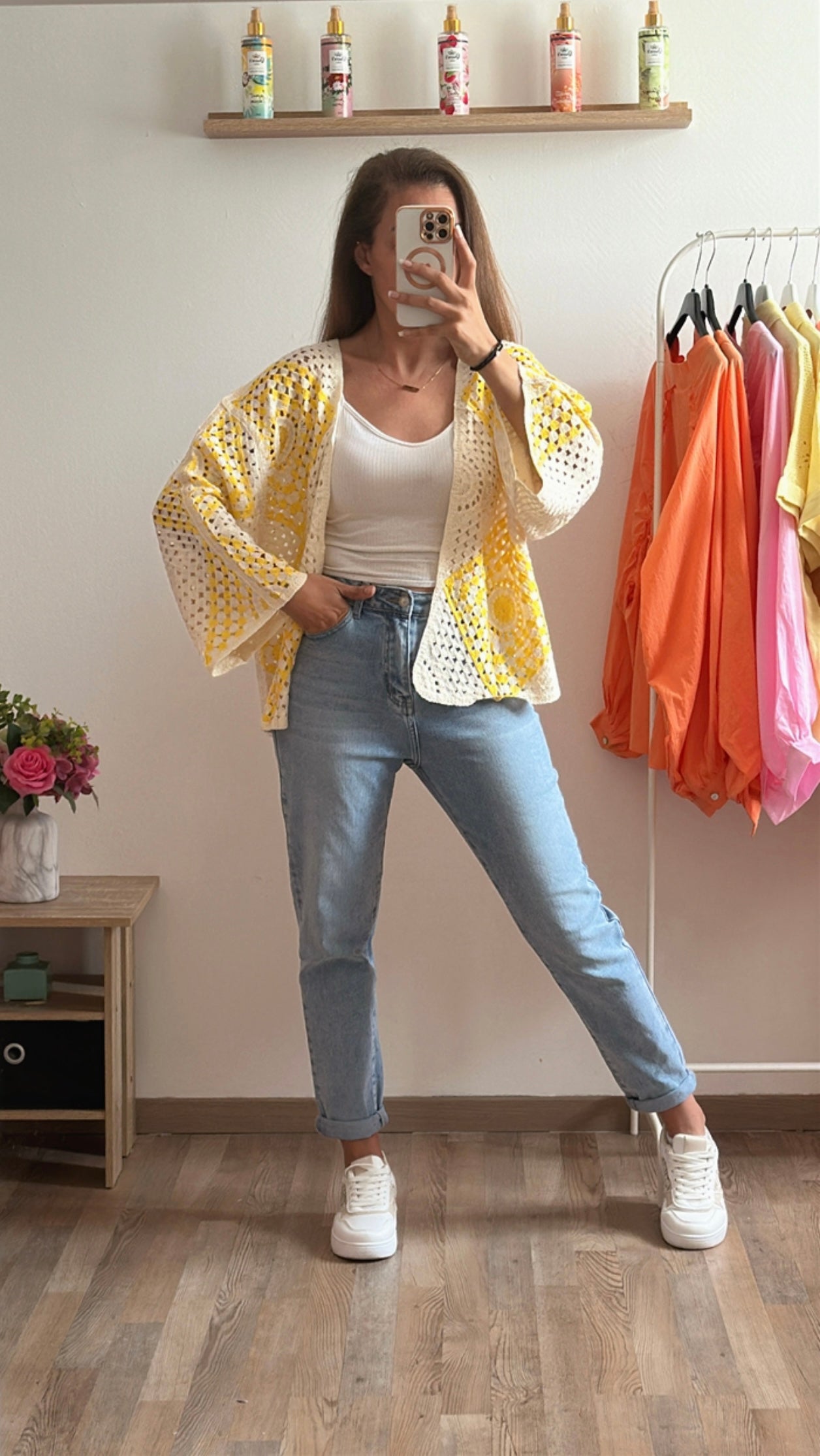 Gilet crochet Aude jaune