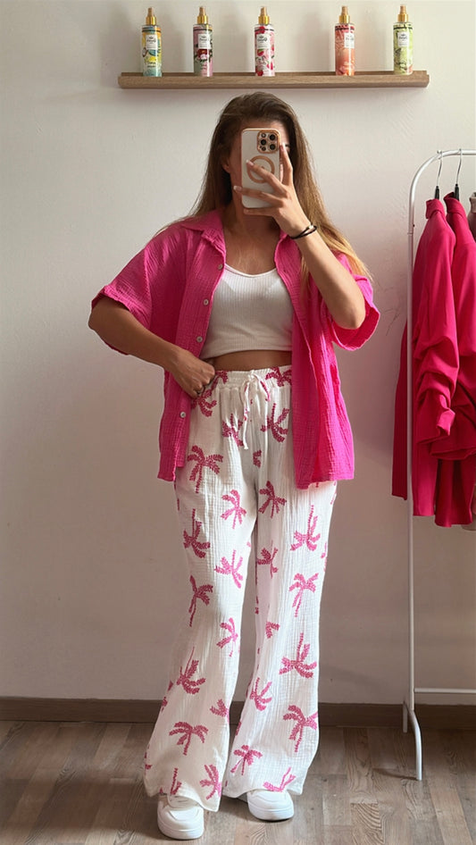 Pantalon palmier fuschia
