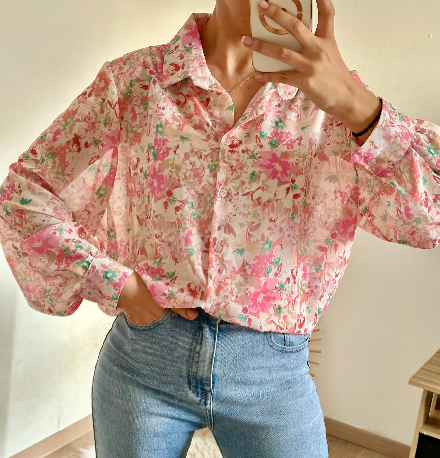 Chemise Flore rose